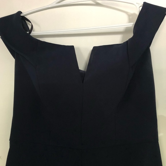 Off-the-Shoulder Trumpet Gown Navy - Picture 2 of 4